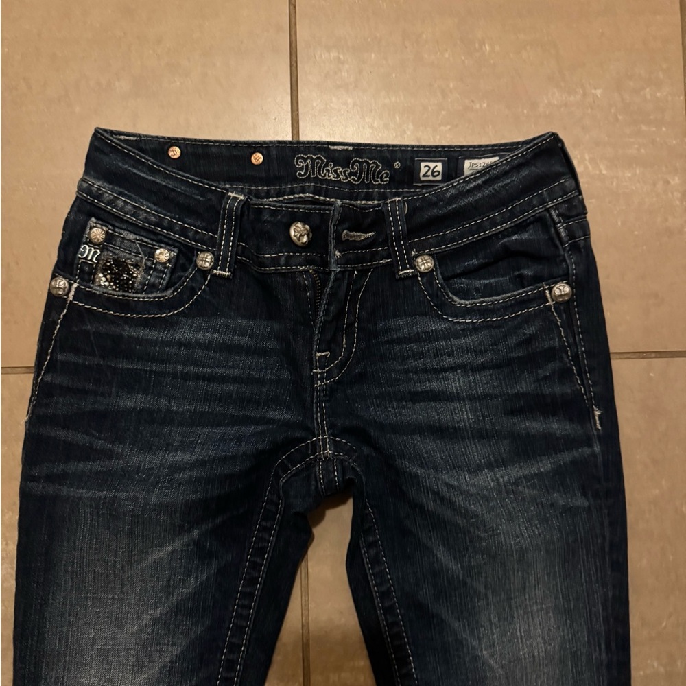 Miss Me Dark Indigo Bootcut Jeans with Fading - Picture 3 of 7